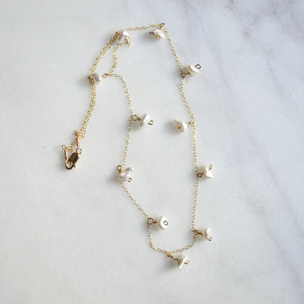 White Keshi Pearl Necklace