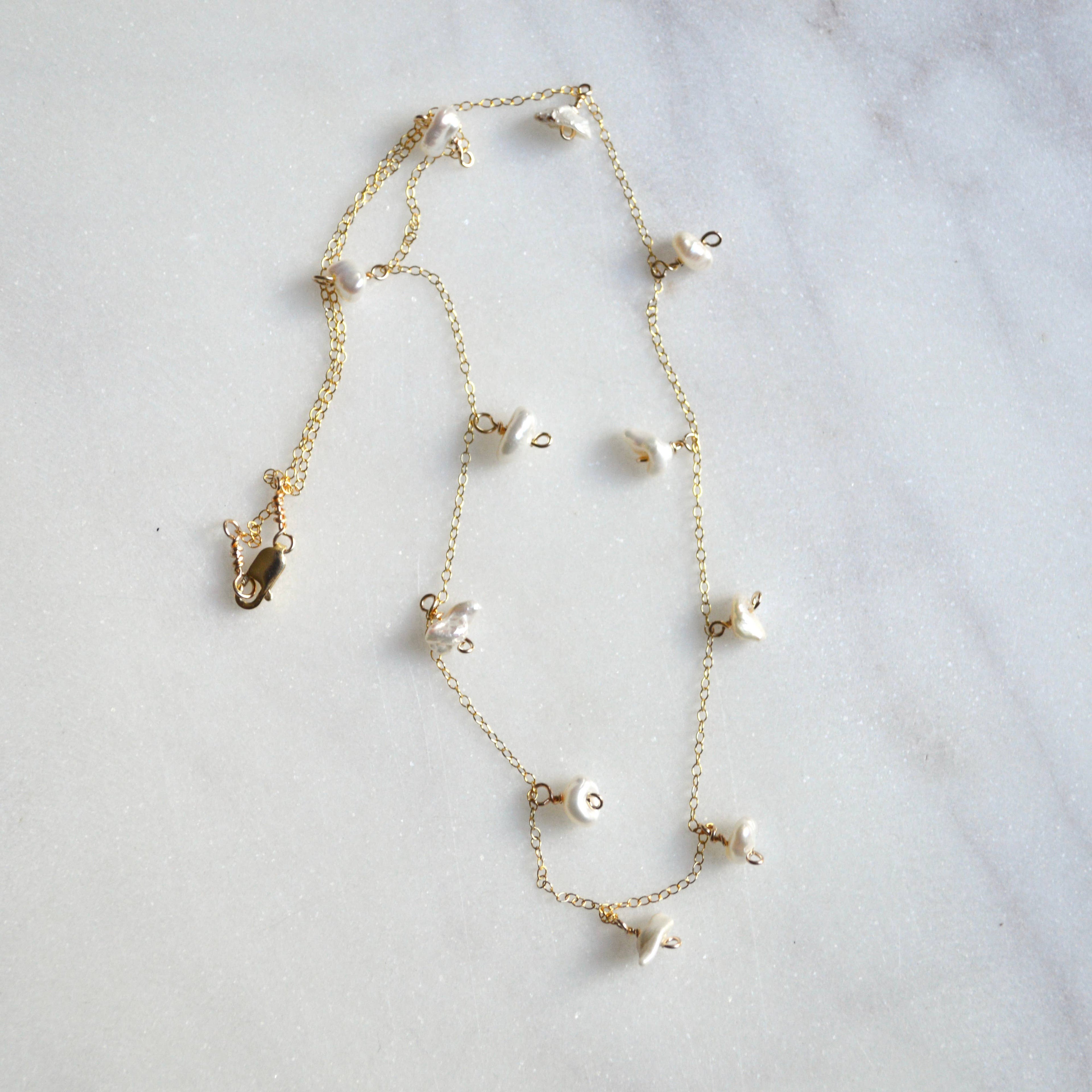 White Keshi Pearl Necklace