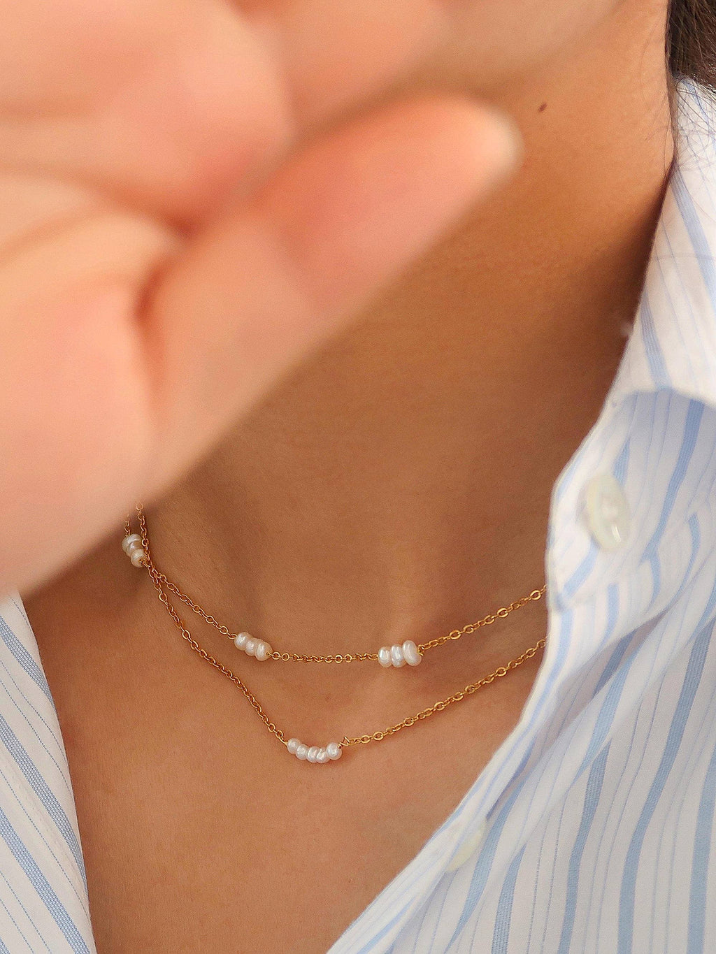 MAYA 18K Non-Tarnish Petite Pearl Chokers