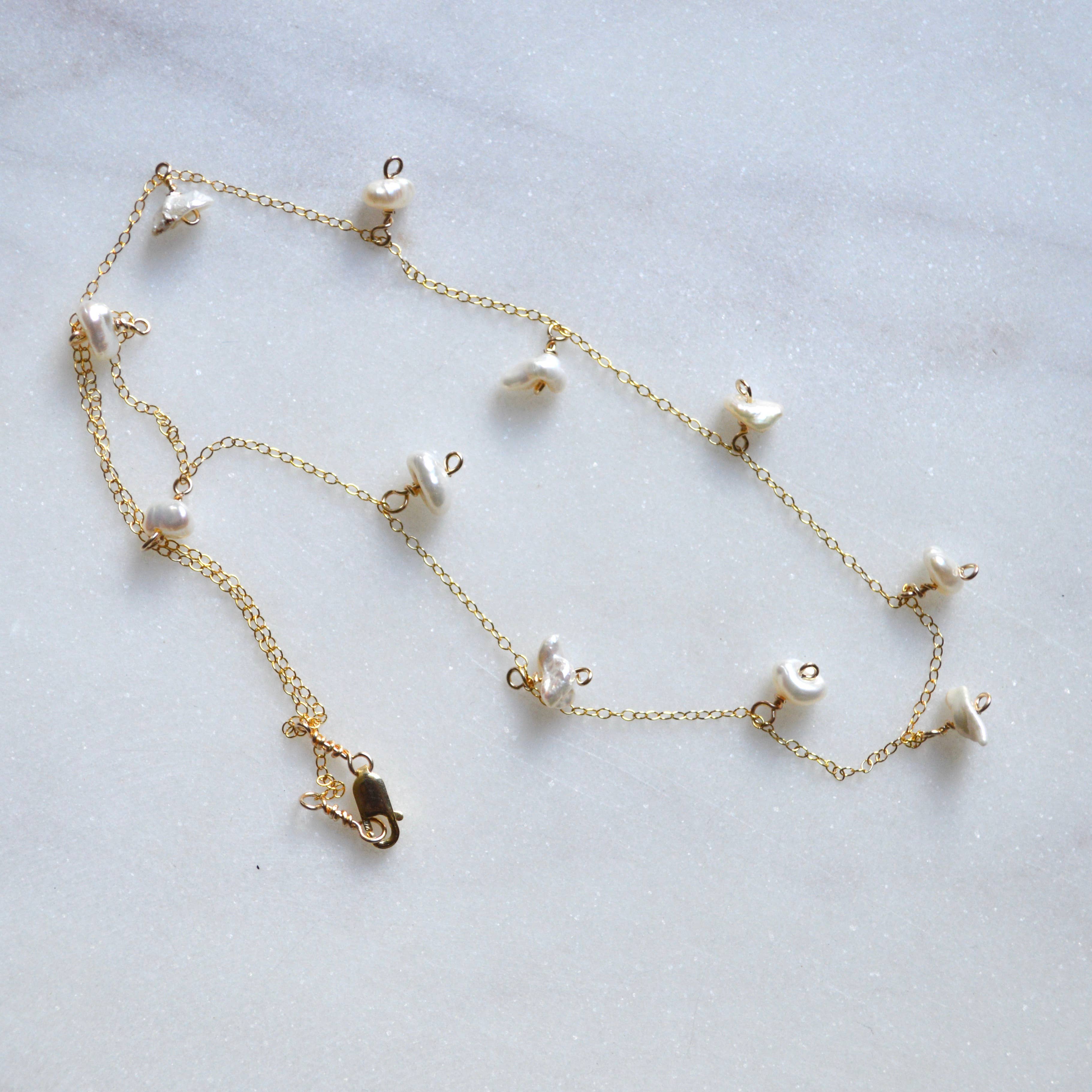 White Keshi Pearl Necklace