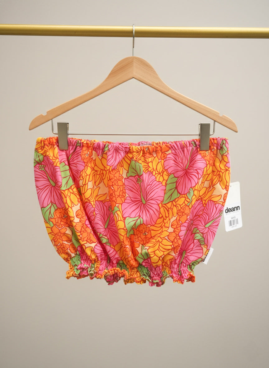 Citrus Jungle Bubble Hem Tube Top
