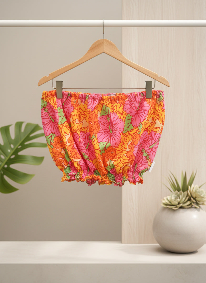 Citrus Jungle Bubble Hem Tube Top