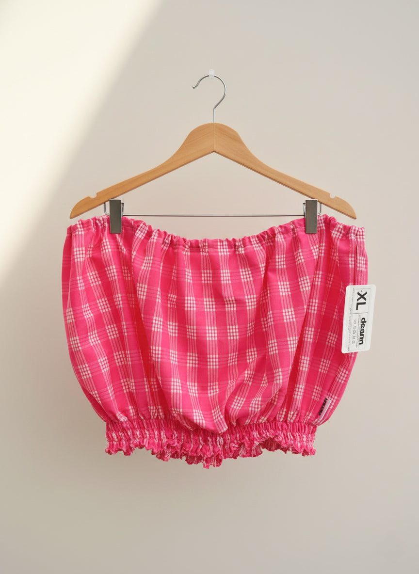 Guava Pink Palaka Bubble Hem Tube Top