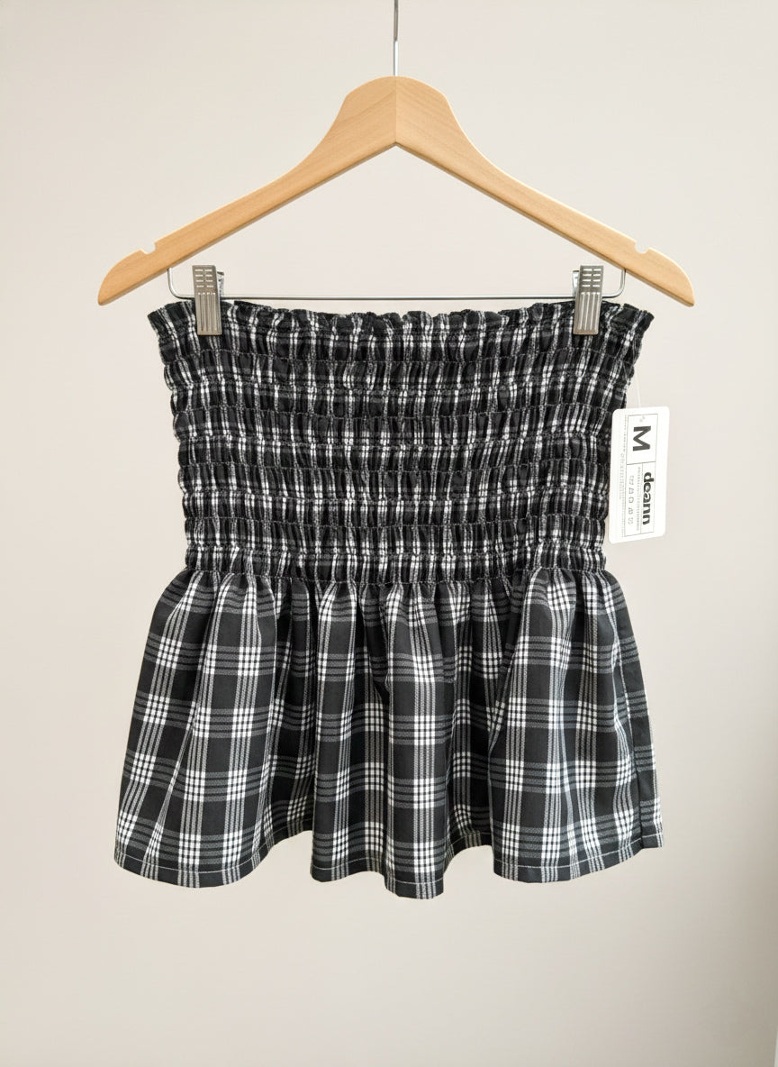 Black Palaka Shirred Tube Top