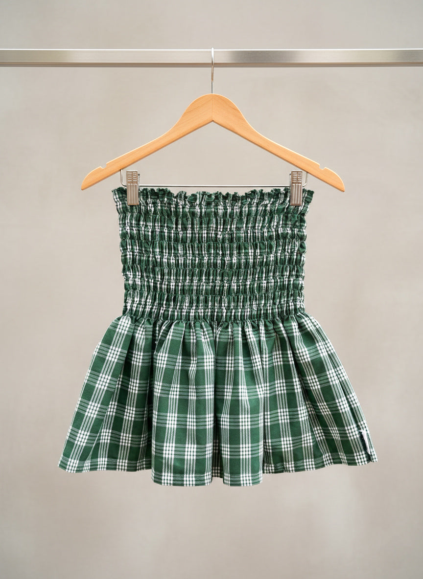 Green Palaka Shirred Tube Top