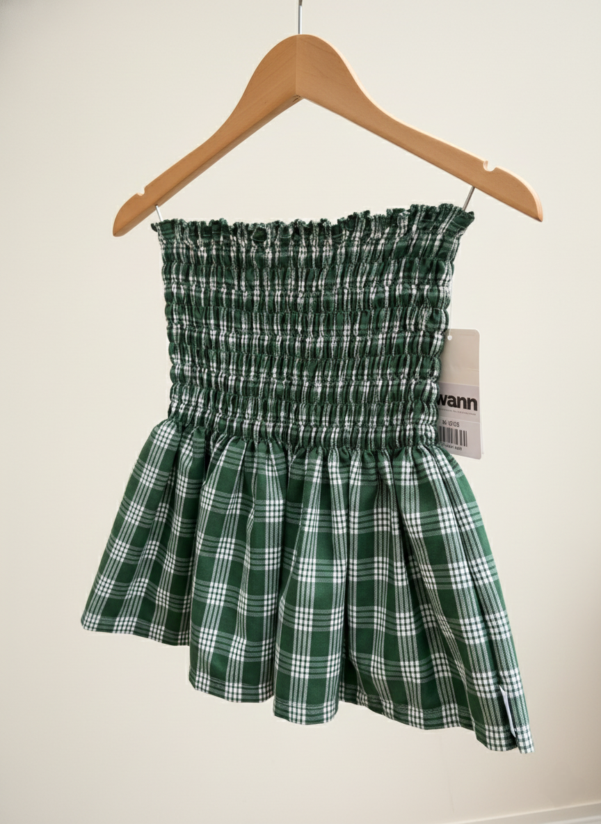 Green Palaka Shirred Tube Top