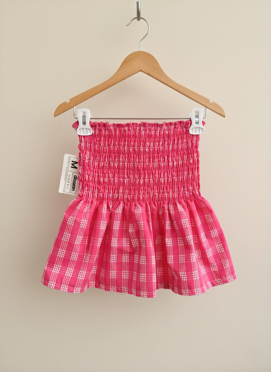 Guava Pink Palaka Shirred Tube Top