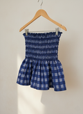 Navy Blue Shirred Palaka Tube Top