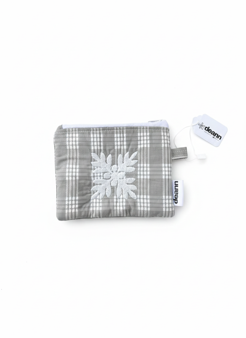 Gray Ulu Palaka Zip Wallet Pouch