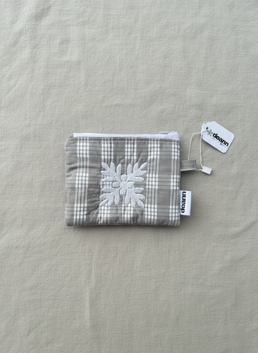Gray Ulu Palaka Zip Wallet Pouch
