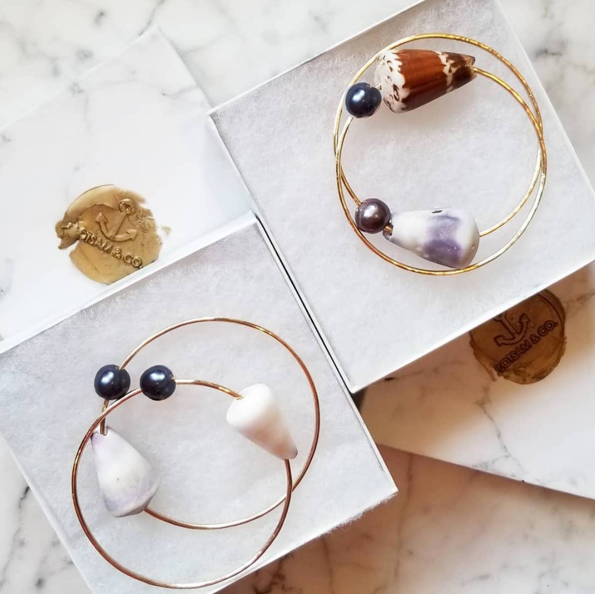 Tahitian Pearl and Cone Shell Bangle