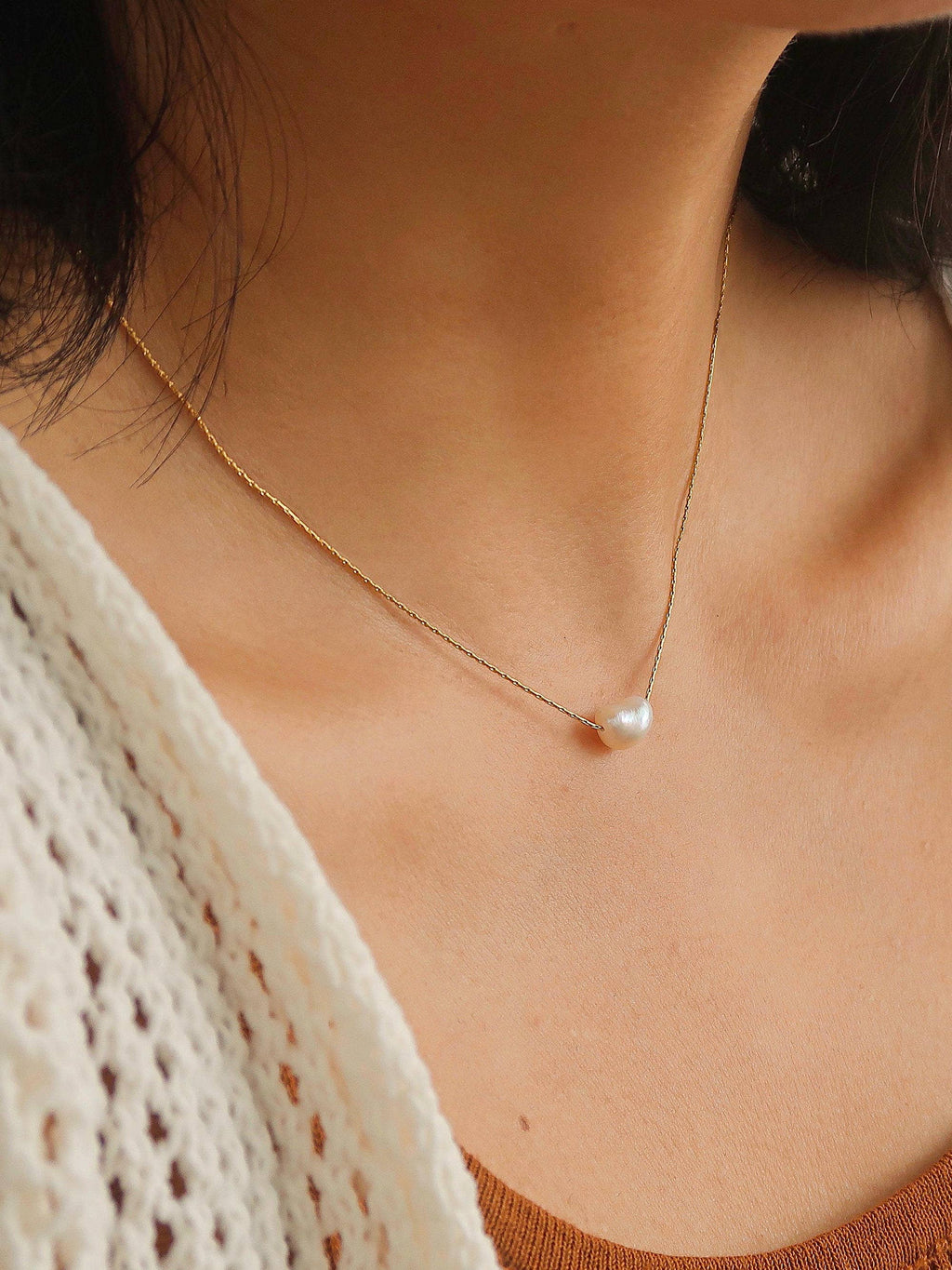 MAHINA Non-Tarnish Natural Pearl Necklace