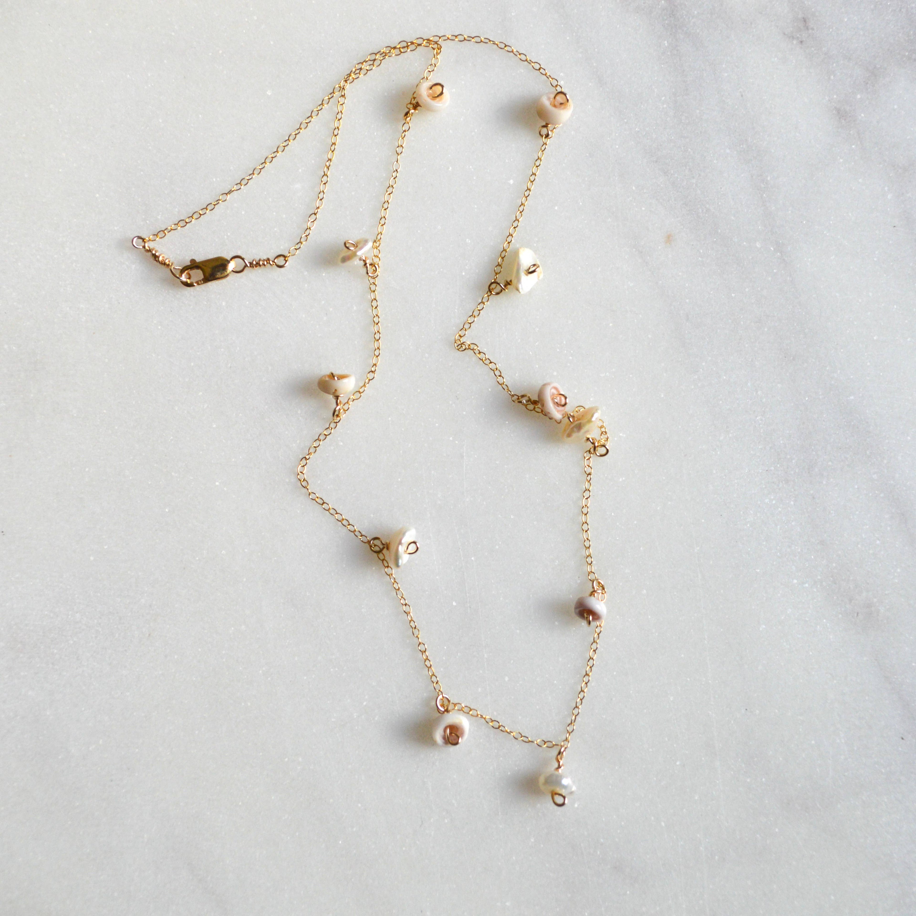 Keshi Pearl & Puka Shell Necklace