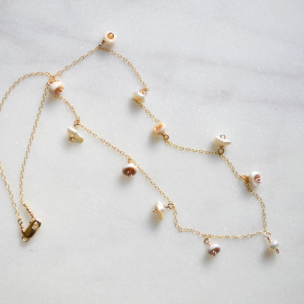 Keshi Pearl & Puka Shell Necklace
