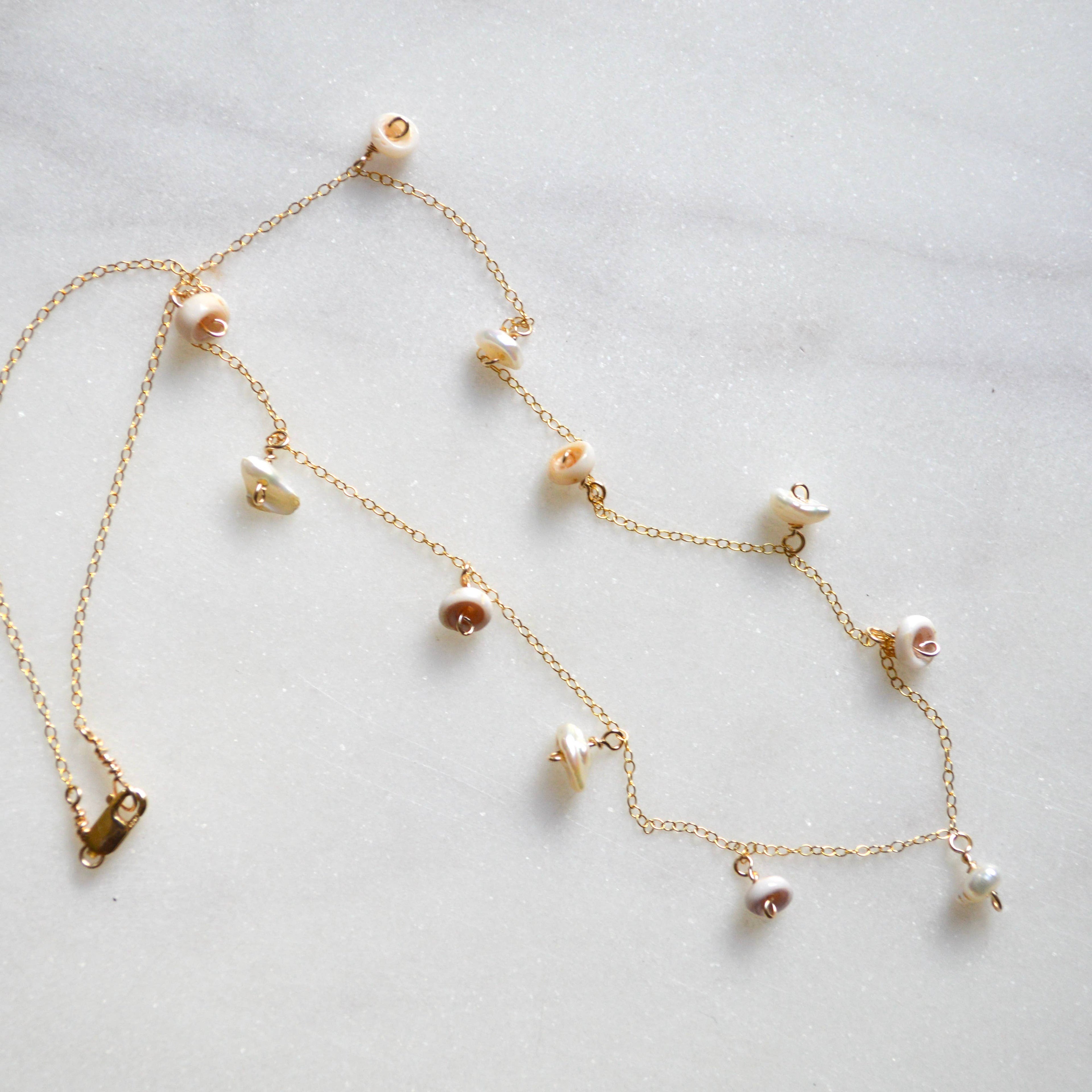 Keshi Pearl & Puka Shell Necklace