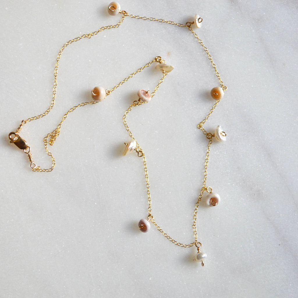 Keshi Pearl & Puka Shell Necklace