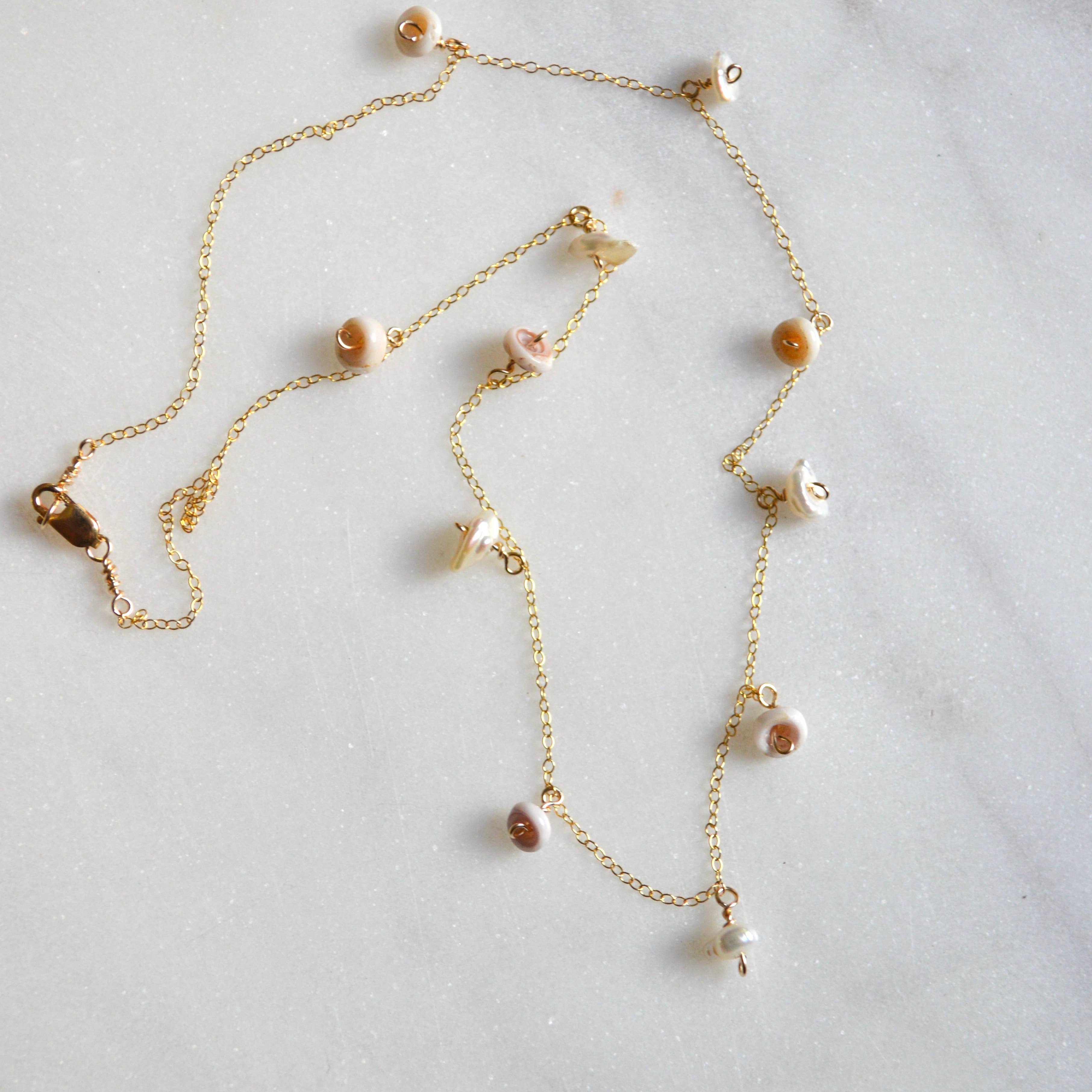 Keshi Pearl & Puka Shell Necklace