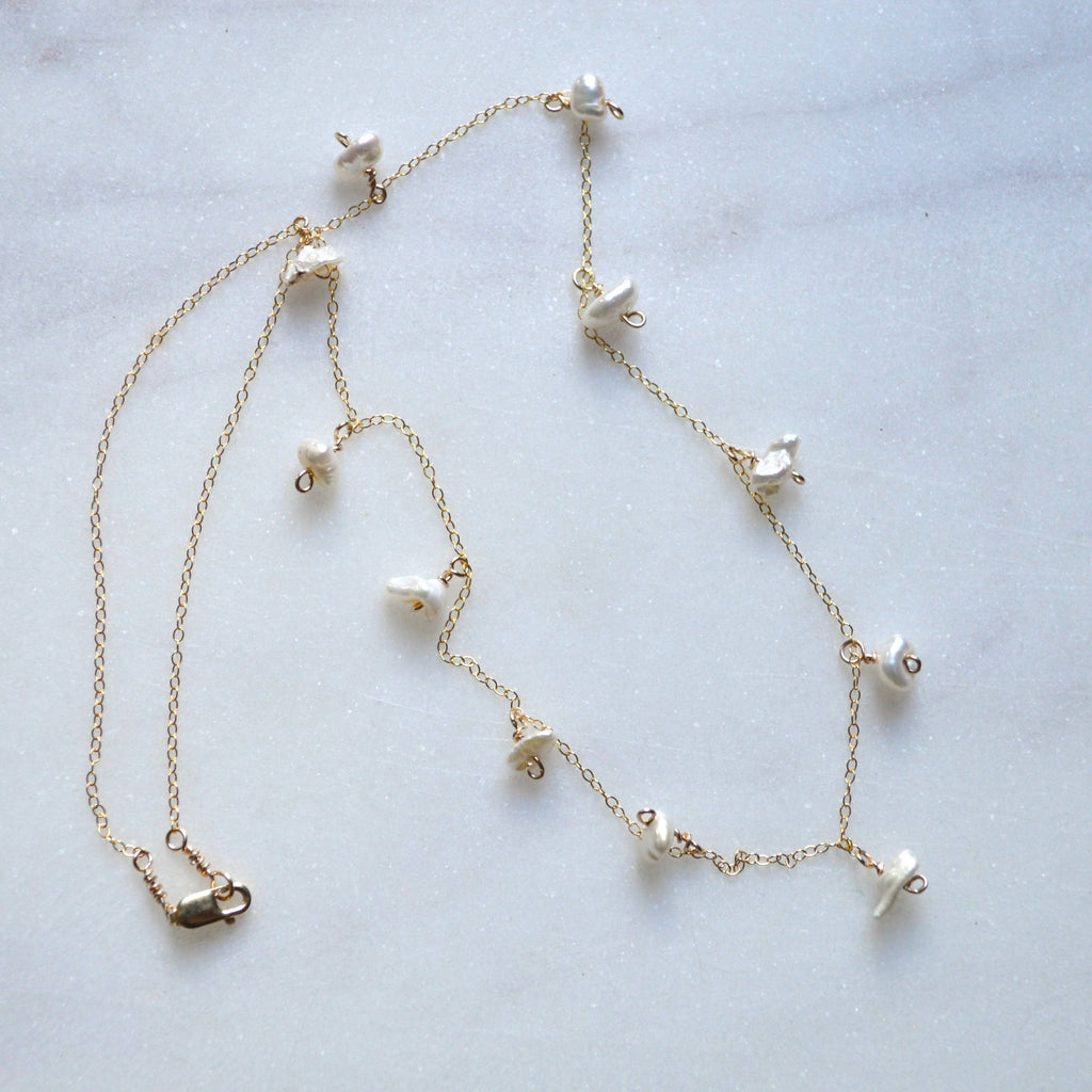 White Keshi Pearl Necklace