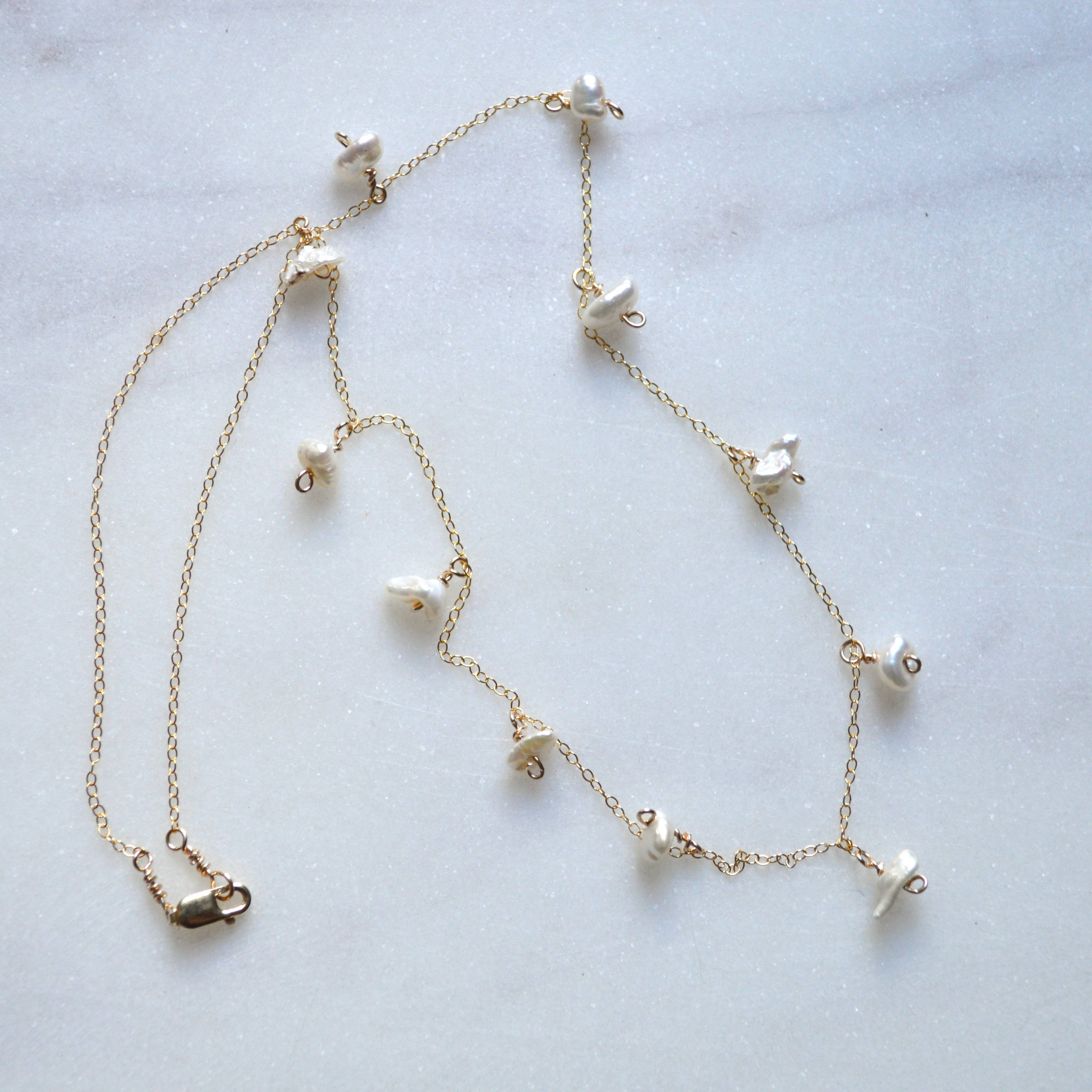 White Keshi Pearl Necklace