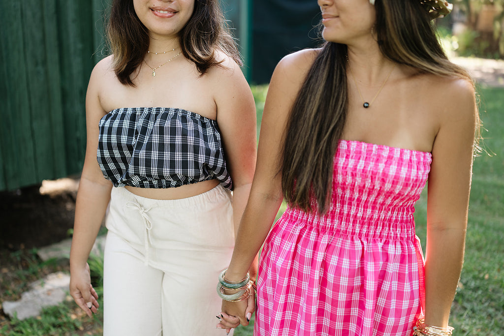 Black Palaka Bandeau Top
