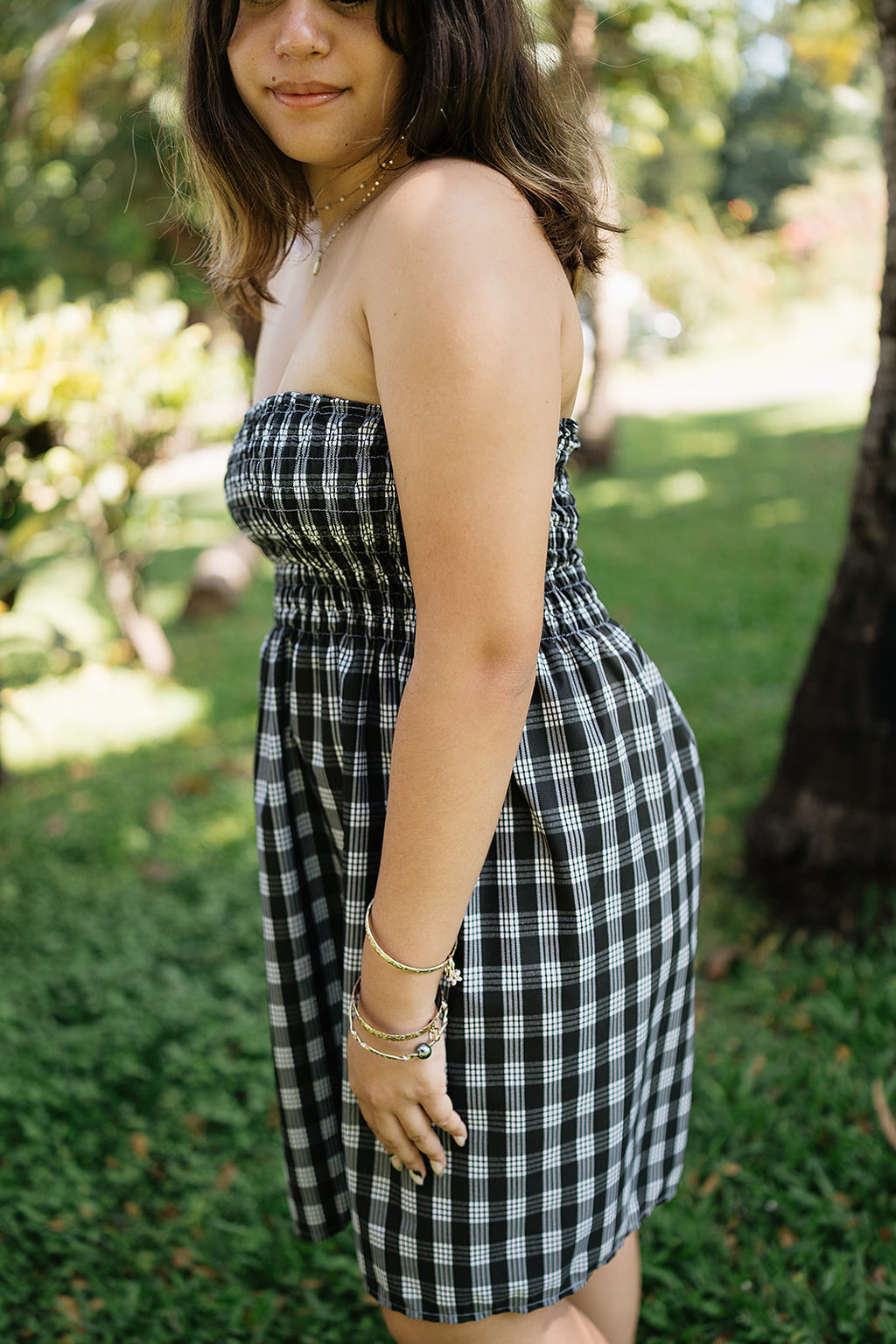 Black Palaka Tube Top Dress