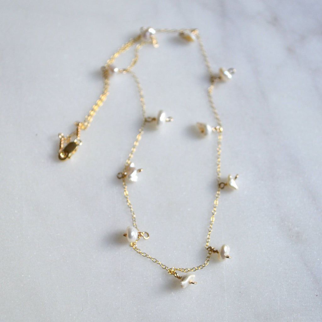 White Keshi Pearl Necklace