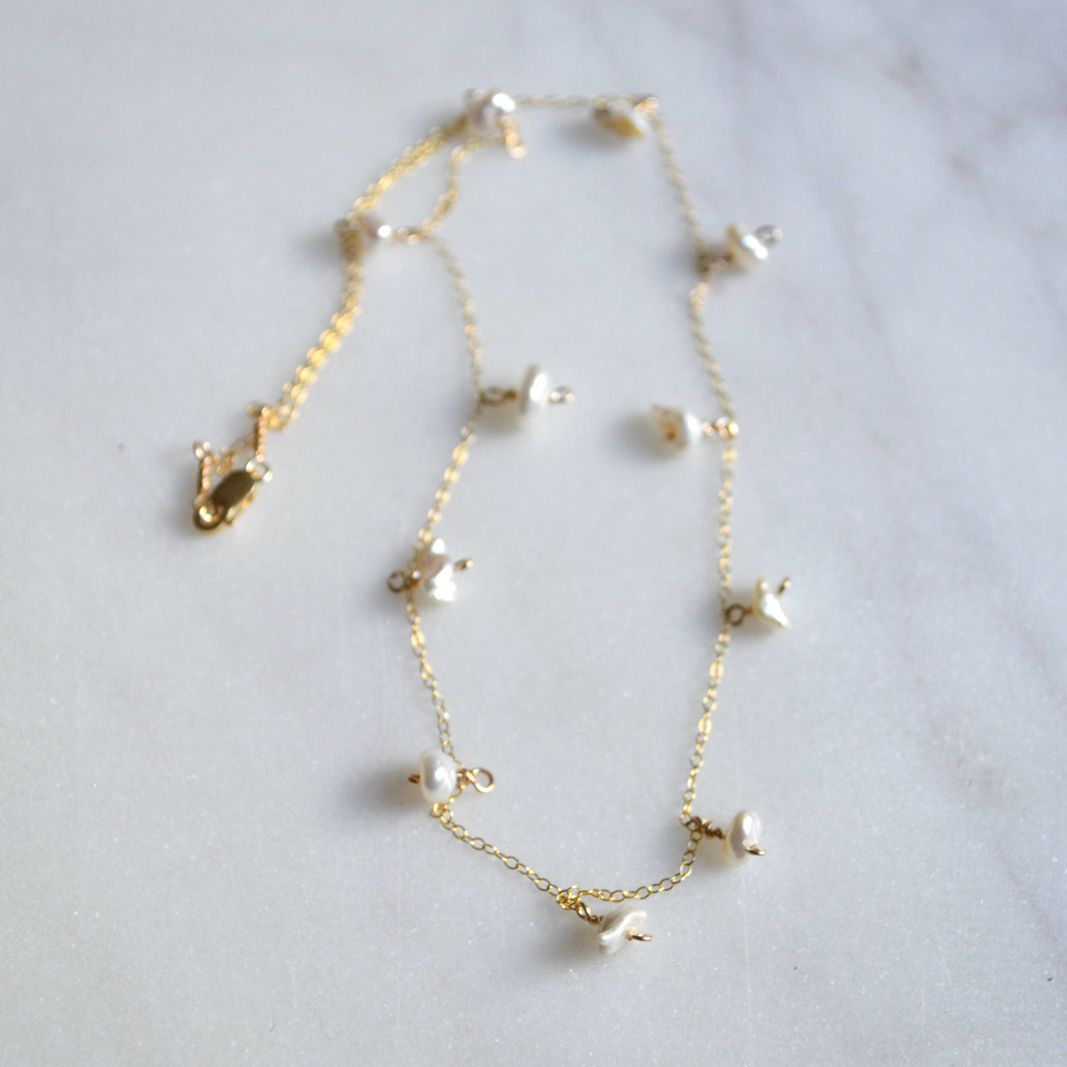 White Keshi Pearl Necklace